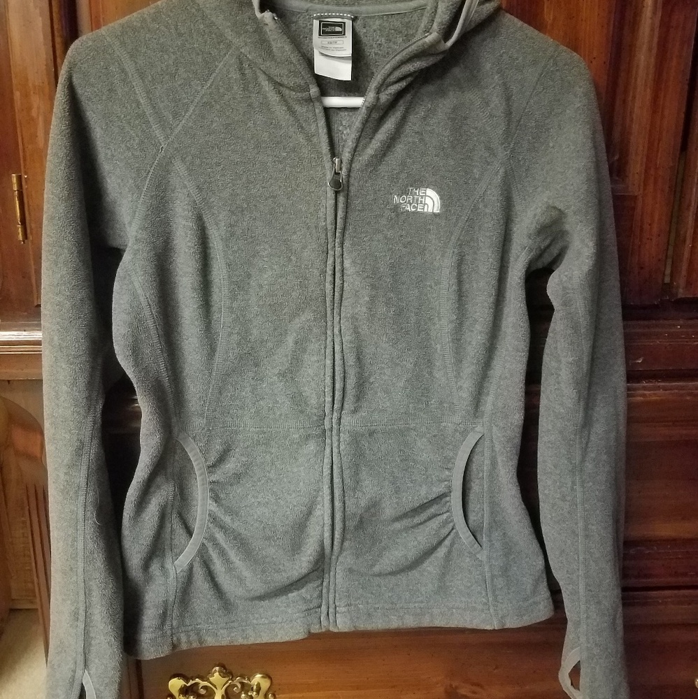 North face gray zip up hoodie